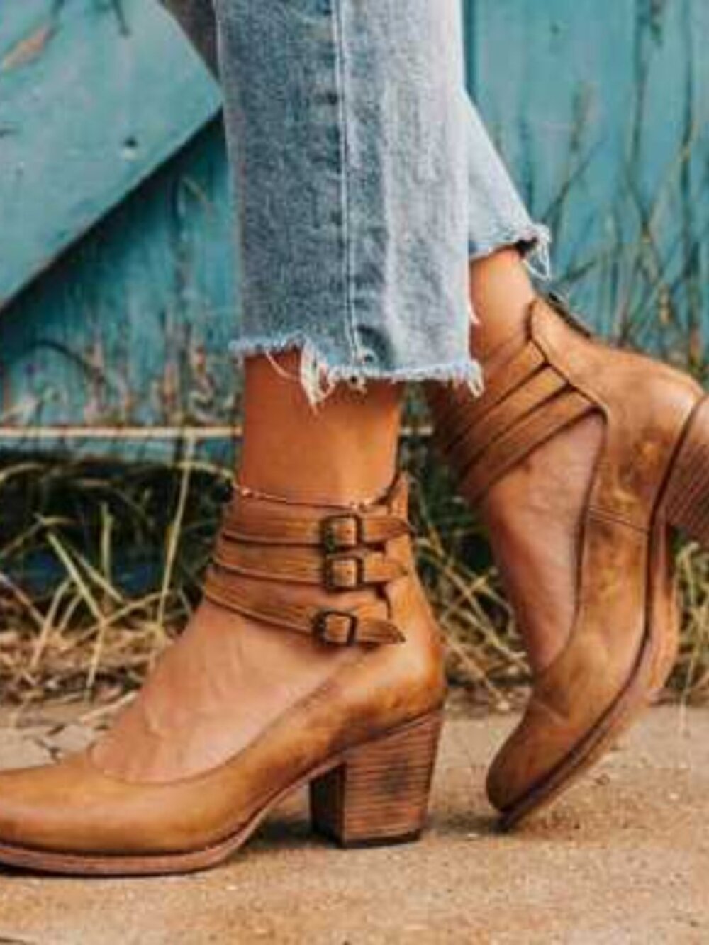Freebird by Steven Randi Tan Leather Ankle Boots Women's Size 9 - Picture 2 of 9